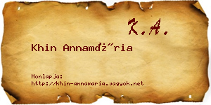 Khin Annamária névjegykártya
